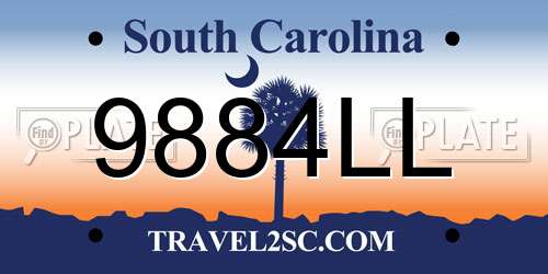 9884LL South Carolina License Plate
