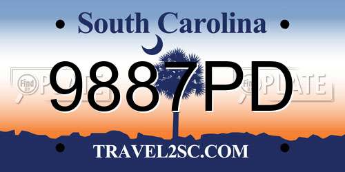9887PD South Carolina License Plate