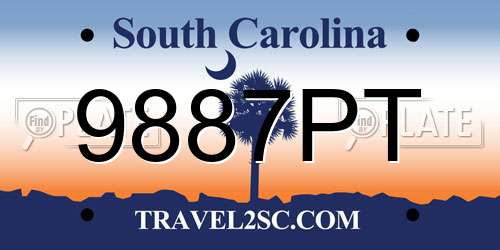 9887PT South Carolina License Plate