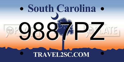 9887PZ South Carolina License Plate