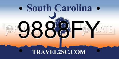 9888FY South Carolina License Plate