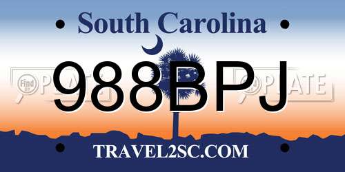 988BPJ South Carolina License Plate