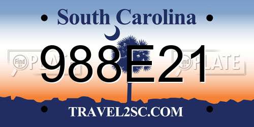 988E21 South Carolina License Plate