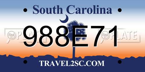 988E71 South Carolina License Plate