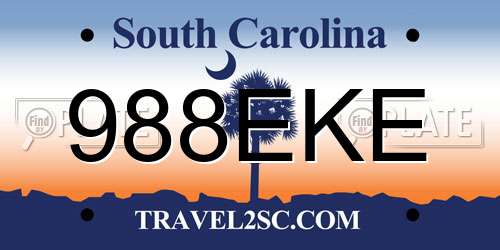 988EKE South Carolina License Plate