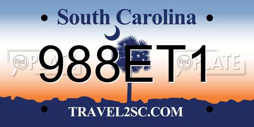 988ET1 South Carolina License Plate
