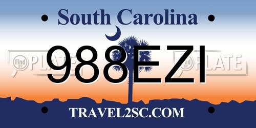 988EZI South Carolina License Plate