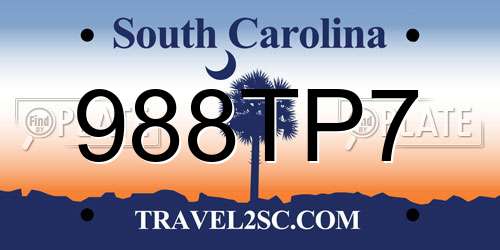 988TP7 South Carolina License Plate