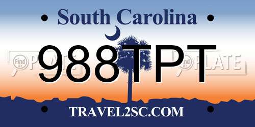 988TPT South Carolina License Plate