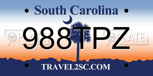 988TPZ South Carolina License Plate