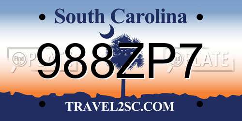 988ZP7 South Carolina License Plate