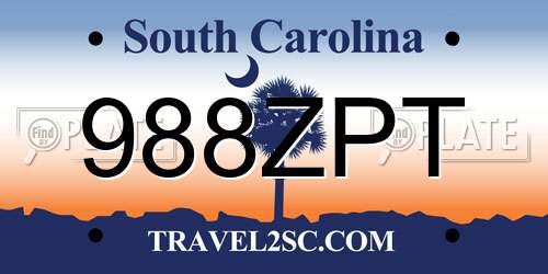 988ZPT South Carolina License Plate