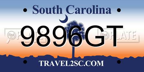 9896GT South Carolina License Plate