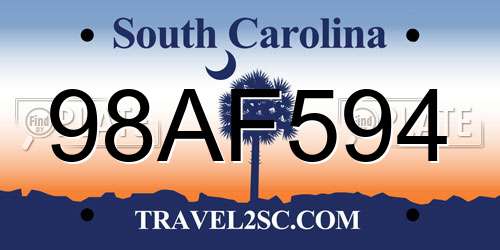 98AF594 South Carolina License Plate