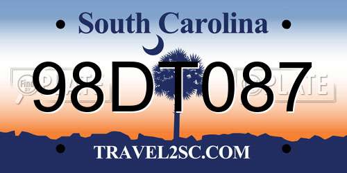 98DT087 South Carolina License Plate
