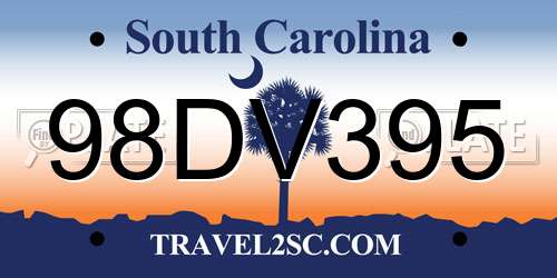 98DV395 South Carolina License Plate