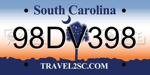 98DV398 South Carolina License Plate