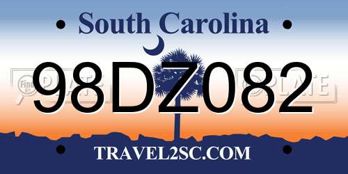 98DZ082 South Carolina License Plate