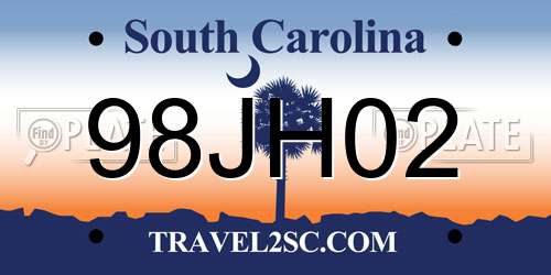 98JH02 South Carolina License Plate
