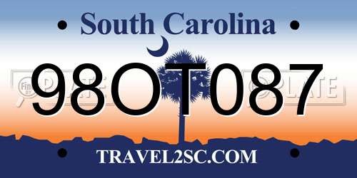 98OT087 South Carolina License Plate
