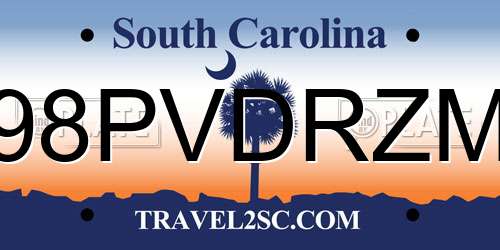 98PVDRZM South Carolina License Plate