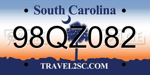 98QZ082 South Carolina License Plate