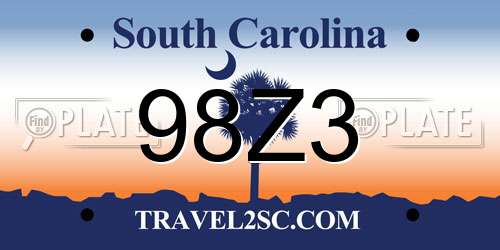 98Z3 South Carolina License Plate