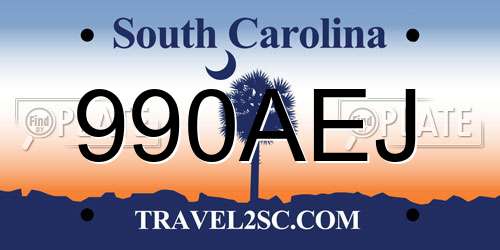990AEJ South Carolina License Plate