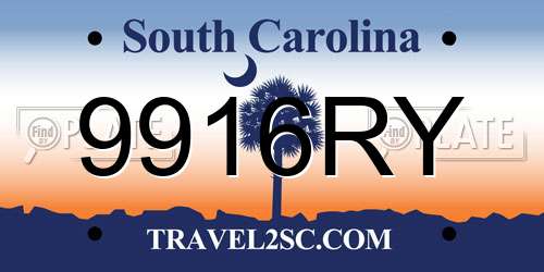 9916RY South Carolina License Plate