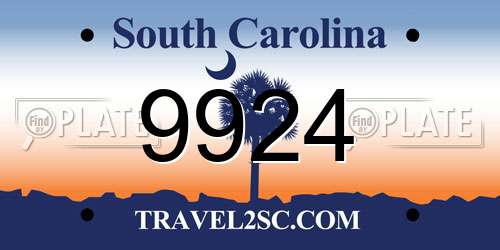 9924 South Carolina License Plate