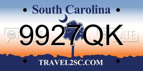 9927QK South Carolina License Plate