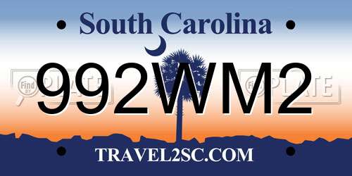 992WM2 South Carolina License Plate