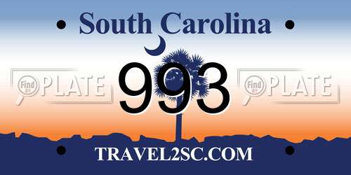 993 South Carolina License Plate