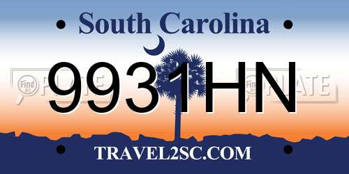 9931HN South Carolina License Plate