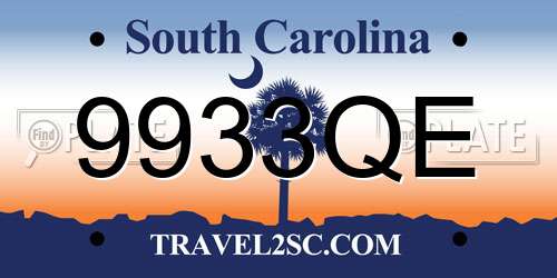 9933QE South Carolina License Plate