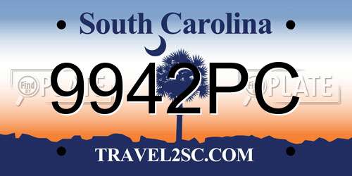 9942PC South Carolina License Plate
