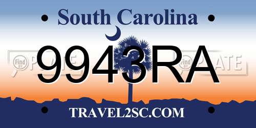9943RA South Carolina License Plate