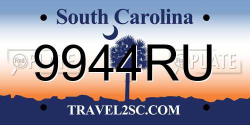 9944RU South Carolina License Plate