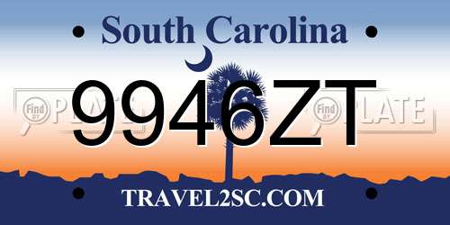 9946ZT South Carolina License Plate