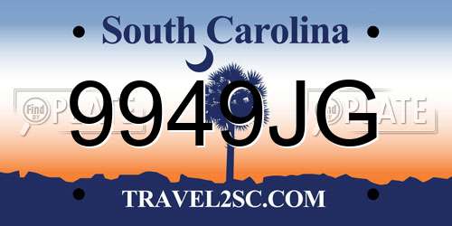 9949JG South Carolina License Plate