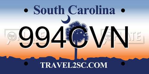 994CVN South Carolina License Plate
