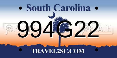 994G22 South Carolina License Plate