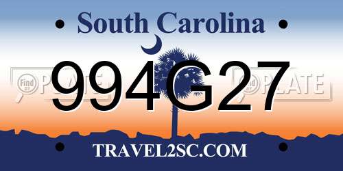 994G27 South Carolina License Plate
