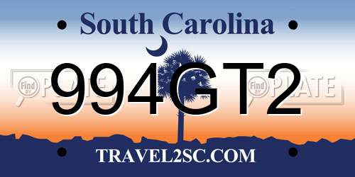 994GT2 South Carolina License Plate
