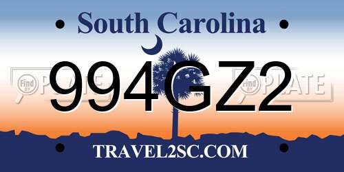994GZ2 South Carolina License Plate