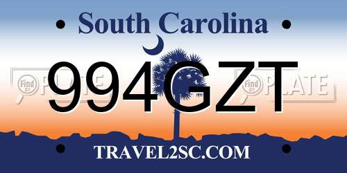 994GZT South Carolina License Plate
