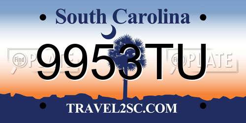 9953TU South Carolina License Plate