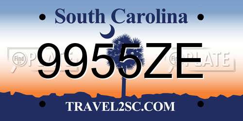 9955ZE South Carolina License Plate