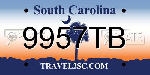 9957TB South Carolina License Plate