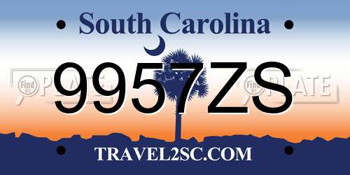 9957ZS South Carolina License Plate